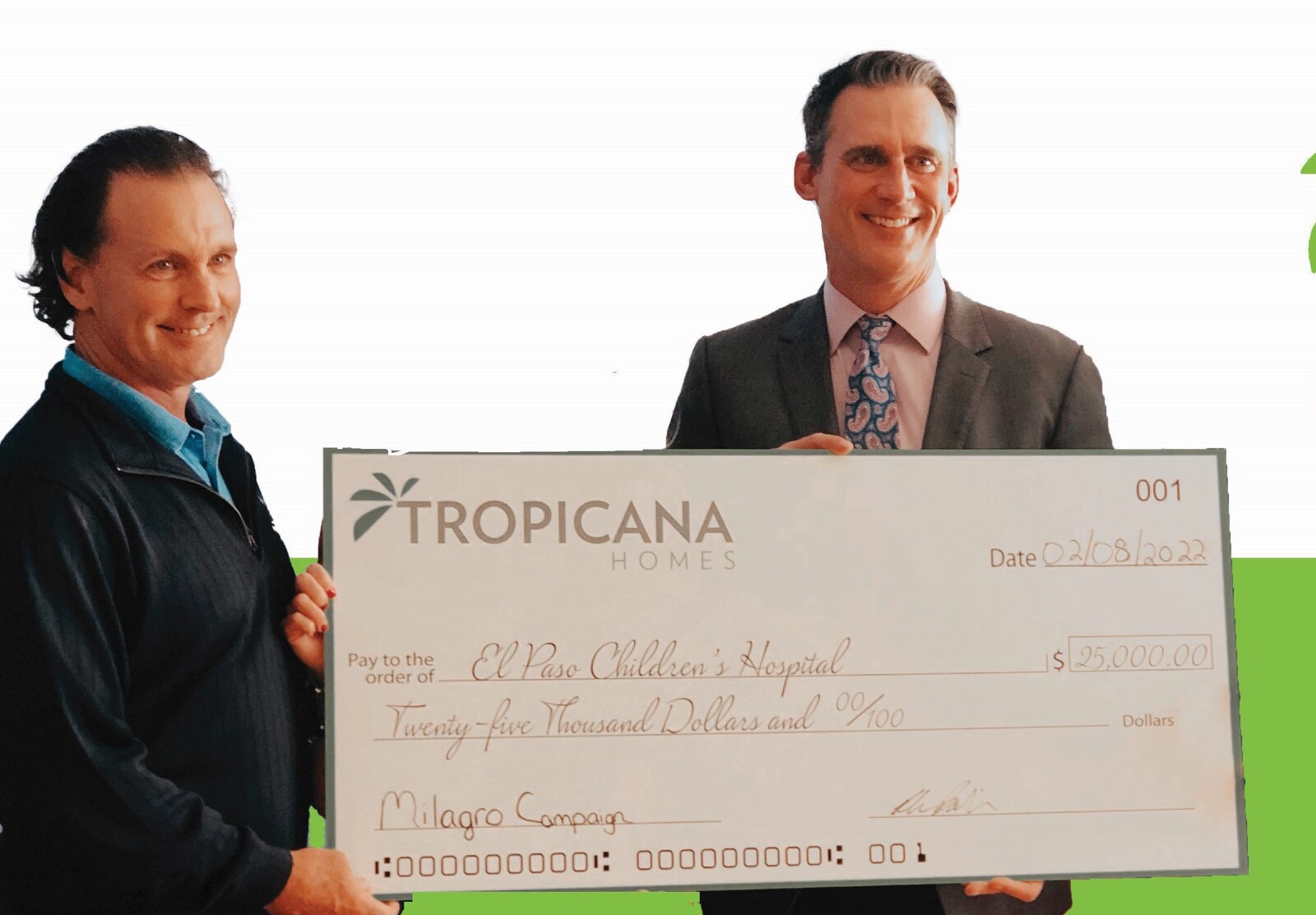 Tropicana Homes Donates $25,000 to El Paso Children's Foundation