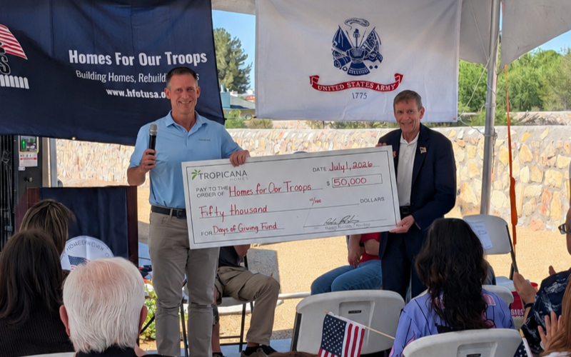 Tropicana Homes Announces $50,000 Gift to Homes for Our Troops and Supports Construction of Specially Adapted Homes for Injured Veterans